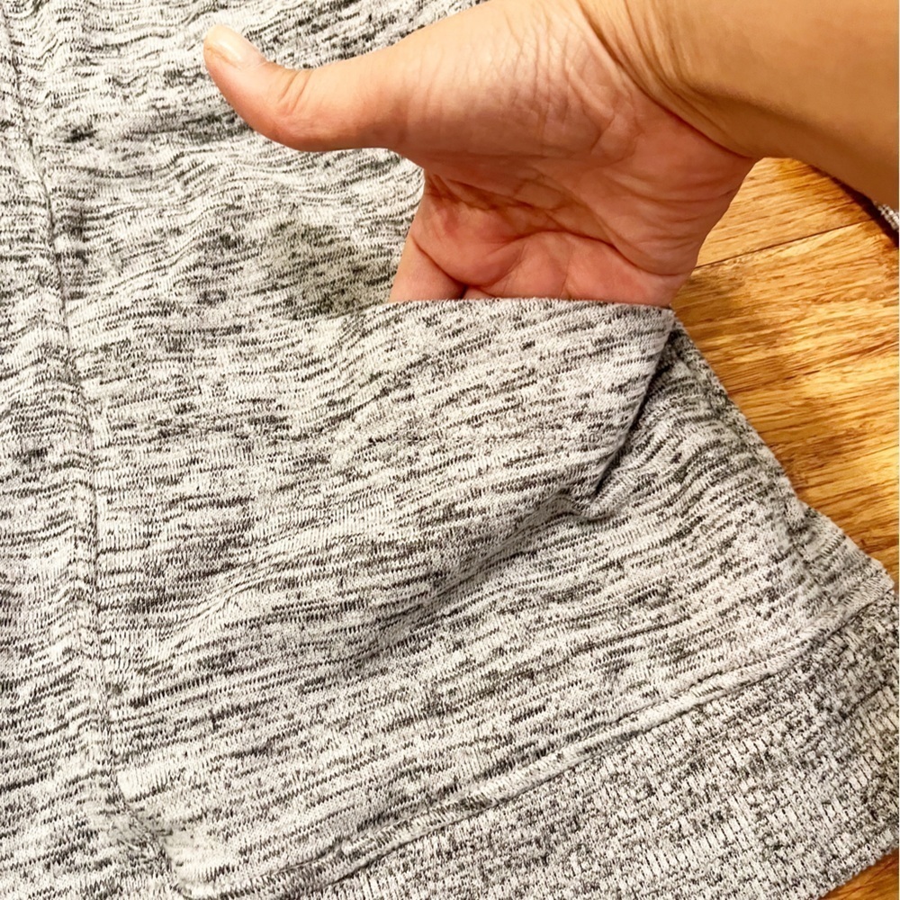 Athleta gray, black, white full zip sweatshirt jacket with hood & pockets. XL - Picture 2 of 12